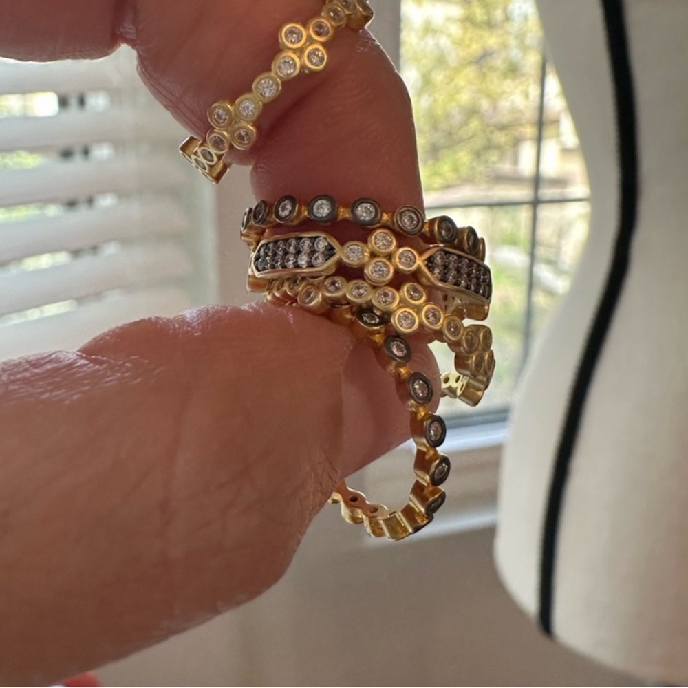 Gold and Silver Women's Ring with Sparkling Accents